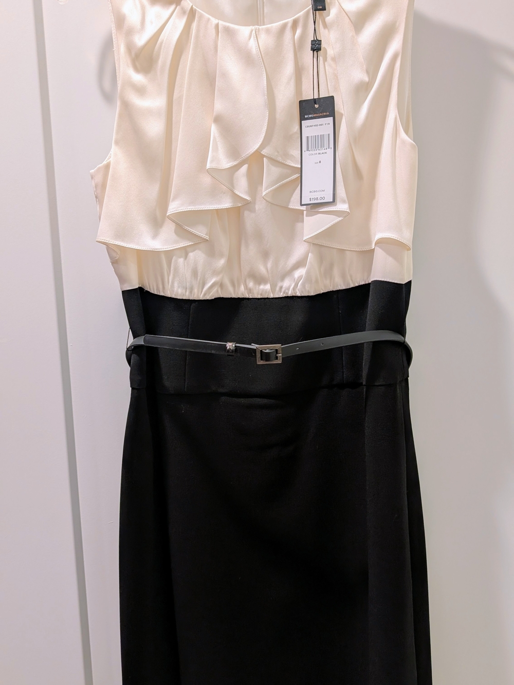 BCBGMaxAzria Ivory and Black Dress